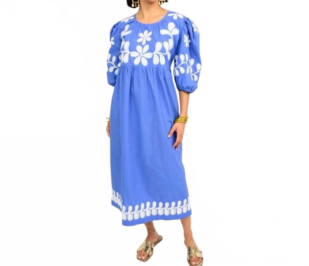 NEW UNCLE FRANK cord embroidered dress in periwinkle blue